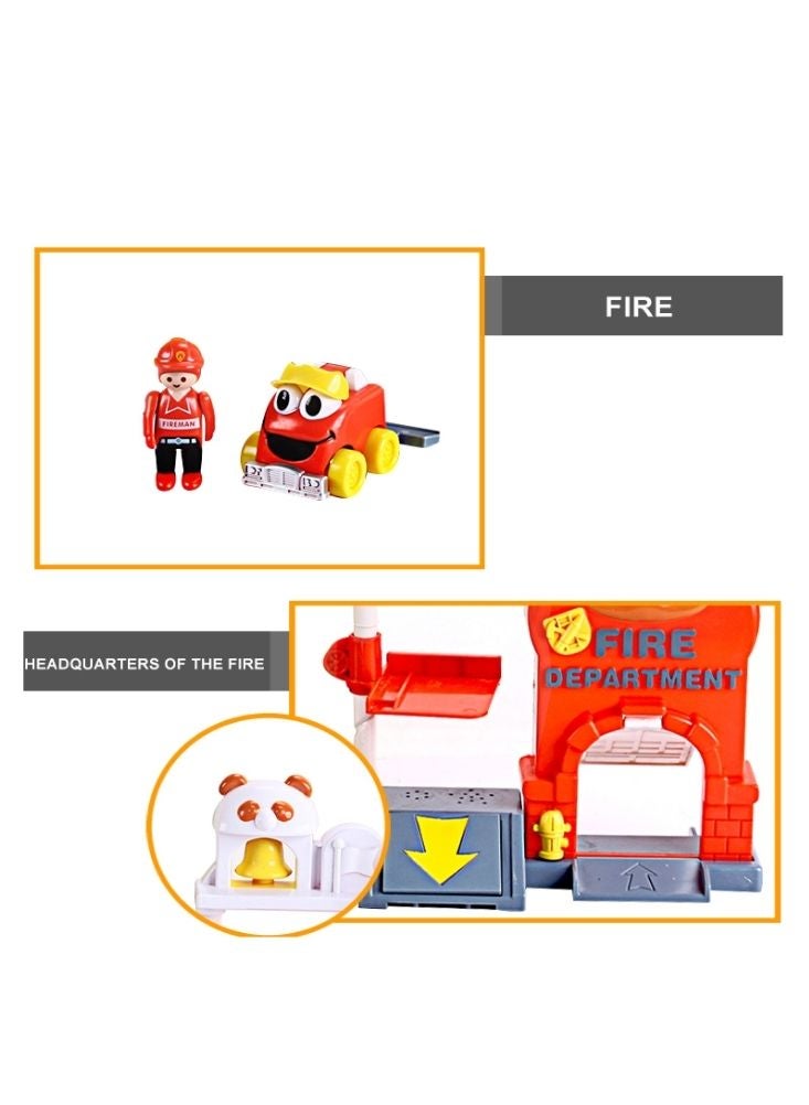 Premium Cartoon Fire Department Station Playset – Smiling Fire Truck & Fireman Figures for Kids - Image 2